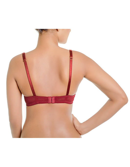 ZEN Serie Spitzen-BH mit Bügel, superweichen, leicht gepolsterten Cups – Merlot