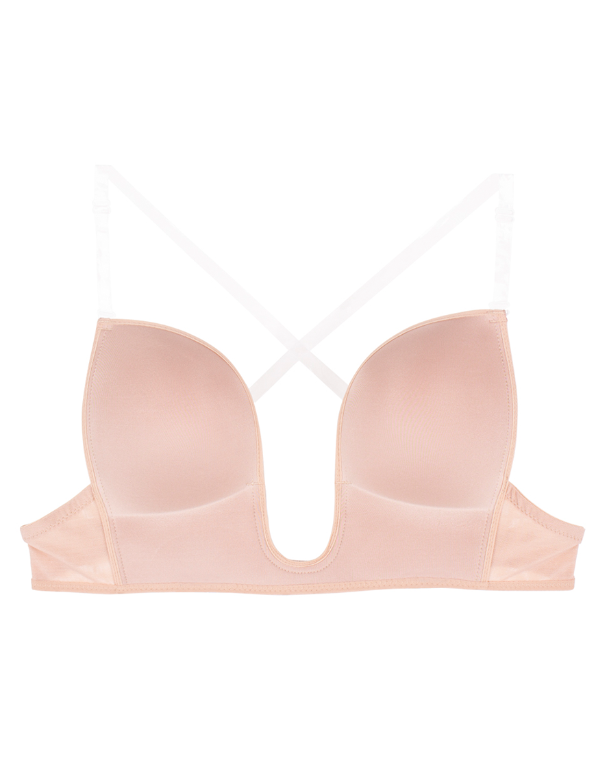 Losha Tiefausgeschnittener Push-Up BH der Stufe 2 mit verstellbaren Trägern und Mesh-Flügeln