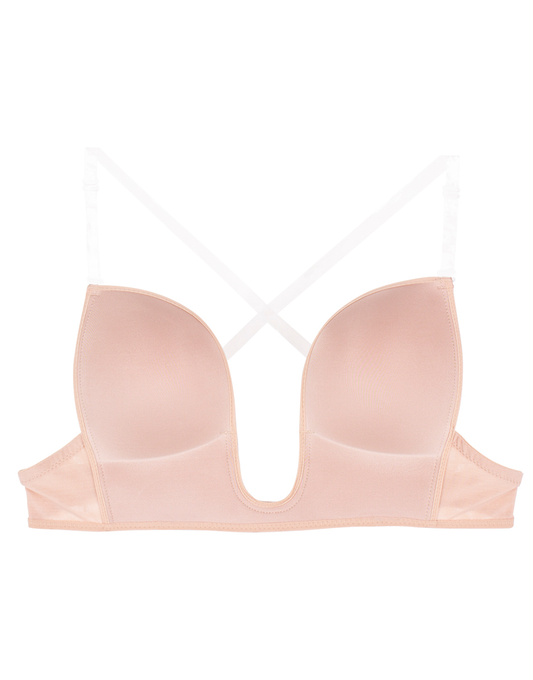 Losha Tiefausgeschnittener Push-Up BH der Stufe 2 mit verstellbaren Trägern und Mesh-Flügeln