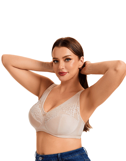 Plus Quattro Support Full-Coverage Wirefree BH mit seitlichen Formungseinsätzen und gepolsterten Trägern - TOASTED ALMOND