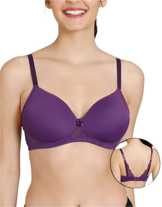 Bügelloser T-Shirt-BH mit Spitzenakzent – Parachute Purple