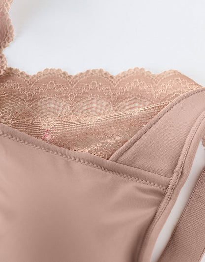 NEU! Prothesen-BH mit Taschen – bügellos, Spitze, herausnehmbare Polster – Teerosa