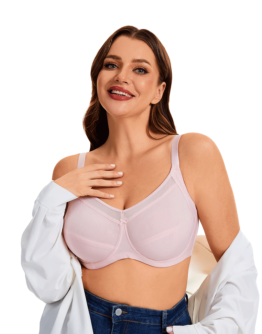 Quattro Plus Support Full-Coverage BH mit Bügel und seitlichen Formungspaneelen – Quartz Pink