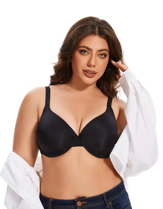 Losha Curvy Leicht gepolsterter T-Shirt BH – Schwarz