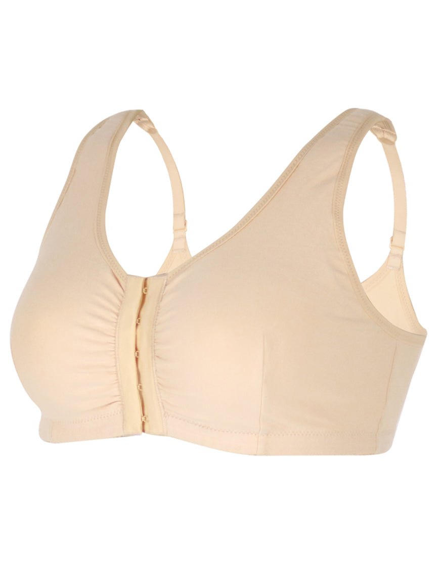 LOSHA Baumwoll-Frontverschluss Post-Operativer BH mit Taschen – Hautfarbe