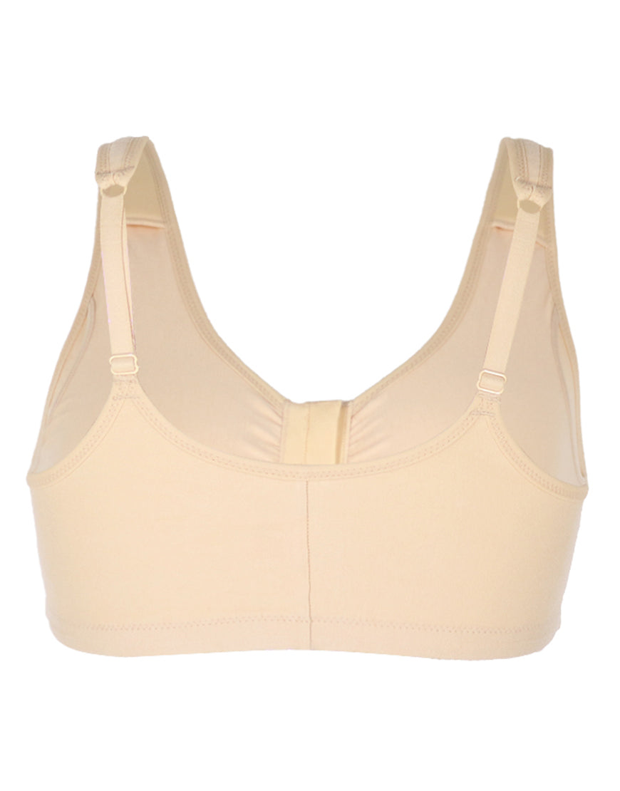 LOSHA Baumwoll-Frontverschluss Post-Operativer BH mit Taschen – Hautfarbe
