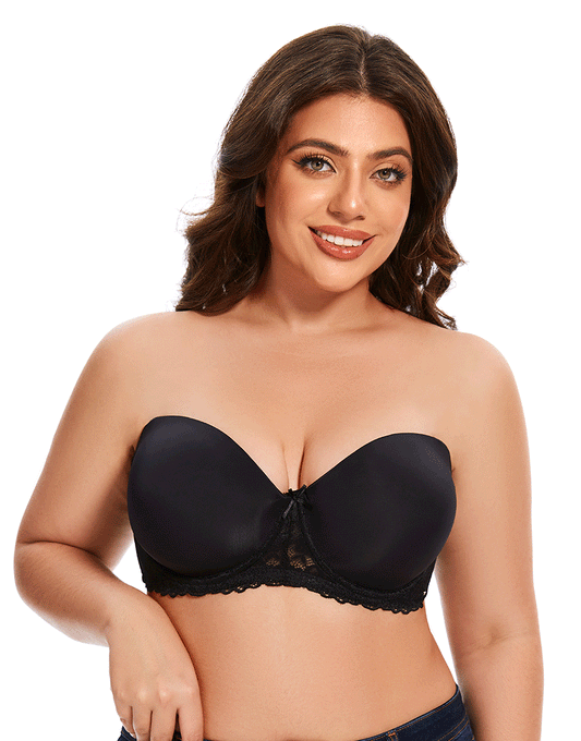 Losha Curvy Leicht gepolsterter trägerloser Bügel-BH – Schwarz