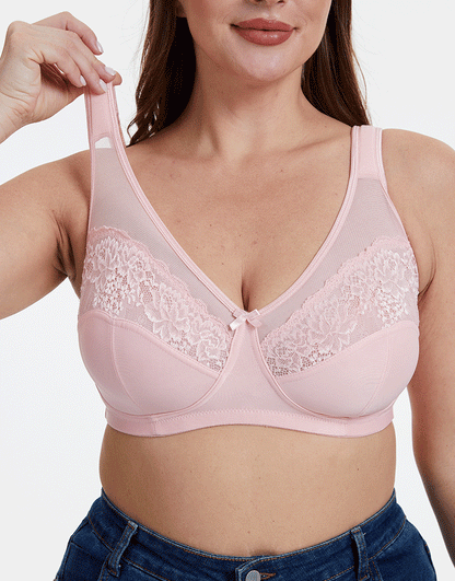Plus Quattro Support Full-Coverage Wirefree BH mit seitlichen Formungseinsätzen und gepolsterten Trägern - QUARTZ PINK