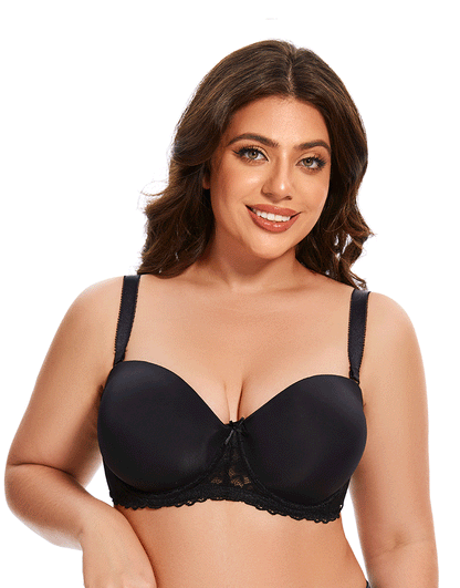 Losha Curvy Leicht gepolsterter trägerloser Bügel-BH – Schwarz