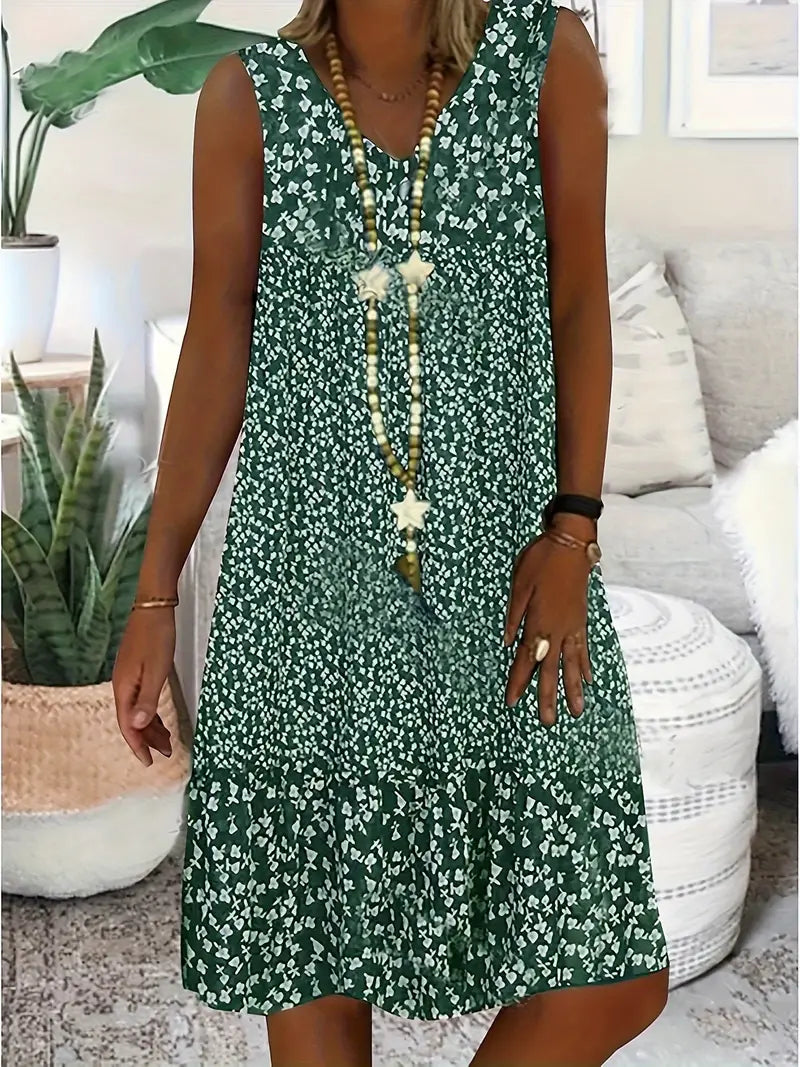 Maarika™ | Ärmelloses Blumenkleid