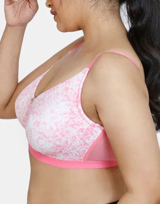 Losha True Curve doppellagiger, bügelloser BH mit voller Abdeckung und super Unterstützung – Pink Print