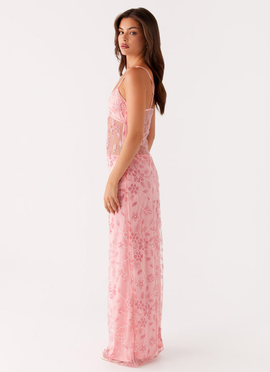 Laura™ | Transparentes Maxikleid mit Blumenmuster