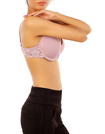 Baumwoll-BH mit Bügel, leicht gepolstert, T-Shirt-Stil – Dawn Pink
