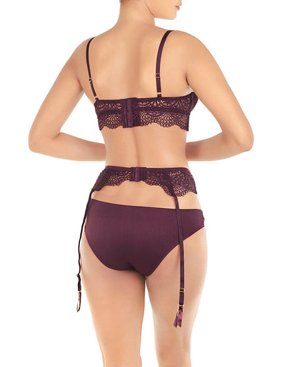 Spitzen-Push-up-BH-Set mit Strapsgürtel – Feige