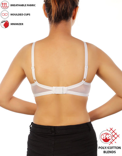 BH mit voller Abdeckung, super Unterstützung, nahtlos geformte Cups, Minimizer – Weiß