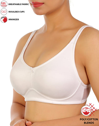 BH mit voller Abdeckung, super Unterstützung, nahtlos geformte Cups, Minimizer – Weiß