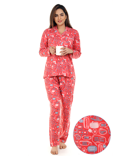Siesta Hemd- und Pyjama-Set mit Pfirsich-Optik – Rosa
