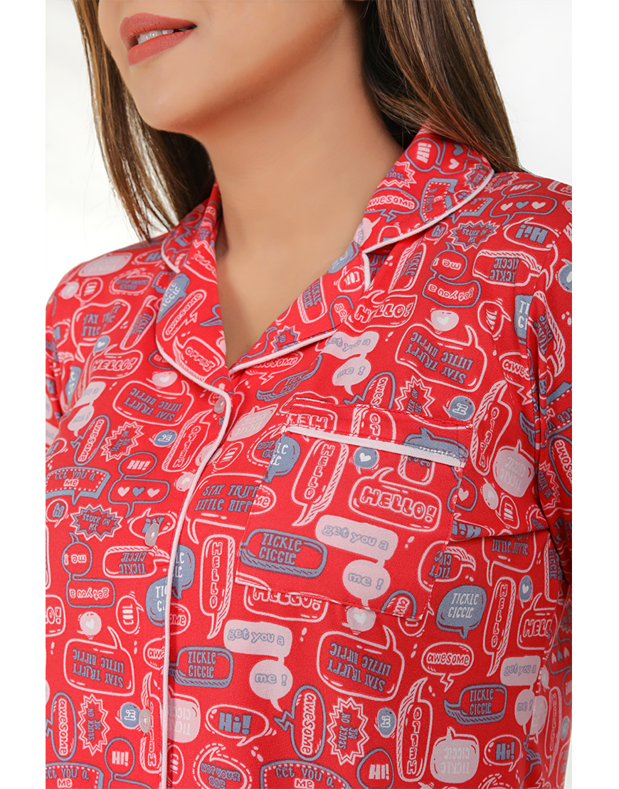 Siesta Hemd- und Pyjama-Set mit Pfirsich-Optik – Rosa