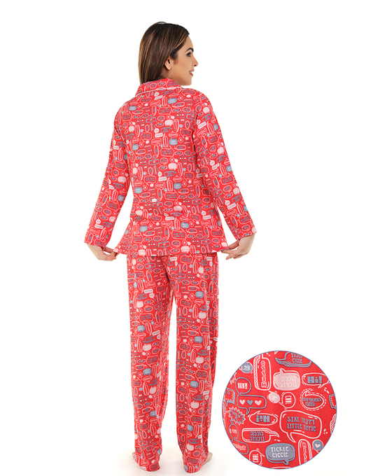 Siesta Hemd- und Pyjama-Set mit Pfirsich-Optik – Rosa