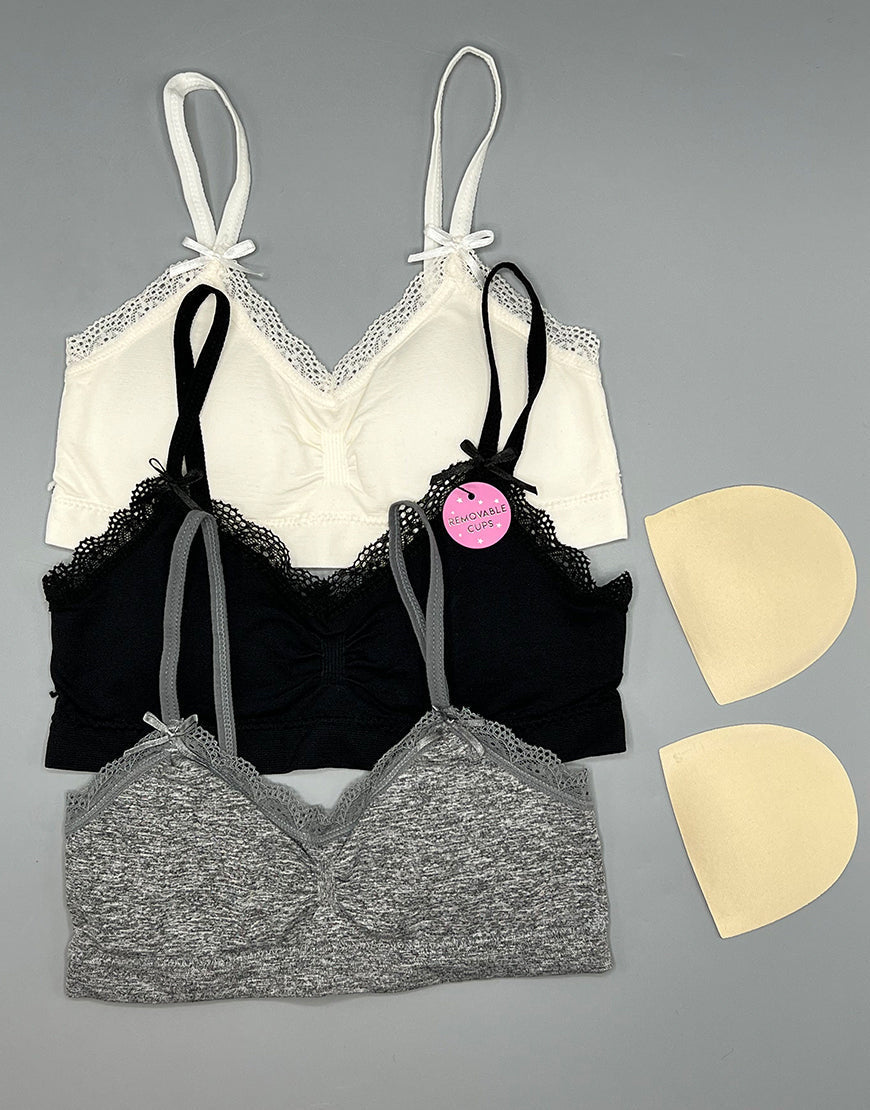 Teens Pack mit 3 Trainings-BHs mit herausnehmbaren Polstern – Cradle Pink
