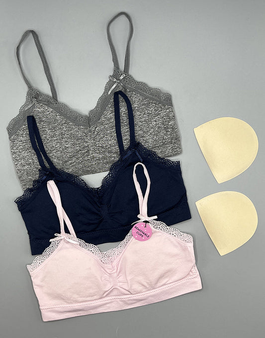 Teens Pack mit 3 Trainings-BHs mit herausnehmbaren Polstern – Cradle Pink