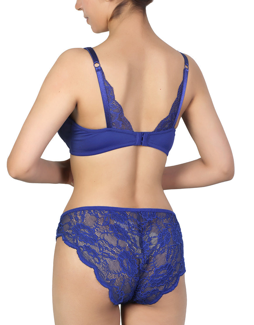 Butterfly Back BH mit Spitzenpanty SET – Blue Depths