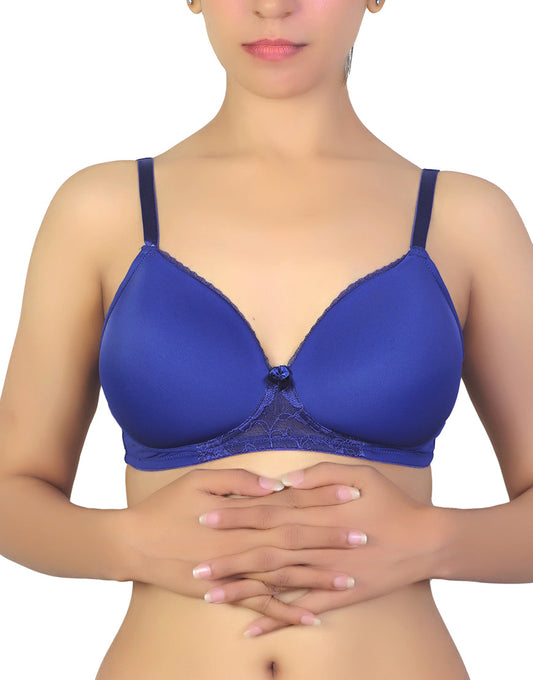 Bügelloser T-Shirt-BH mit Spitzenakzent – Blue Depths