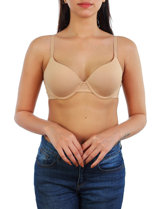 Losha Bügel-Push-Up BH der Stufe 2 mit Power-Mesh-Flügeln – Hautfarbe