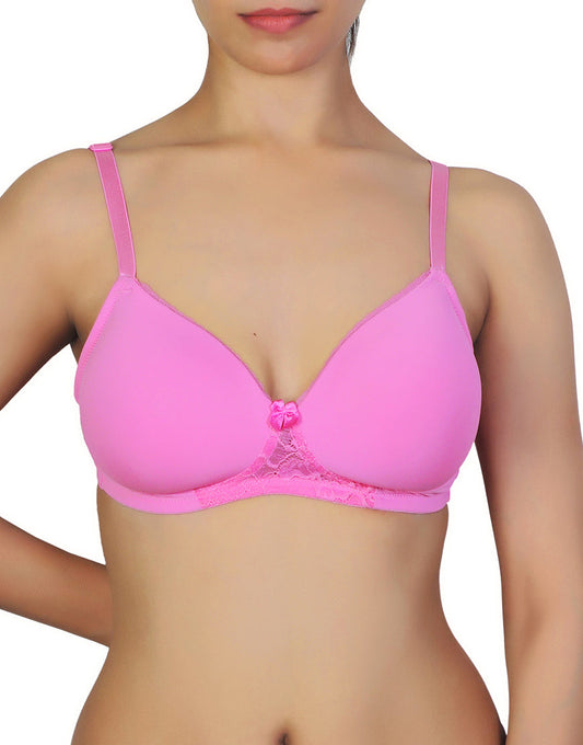 Bügelloser T-Shirt-BH mit Spitzenakzent – Pink Cosmos
