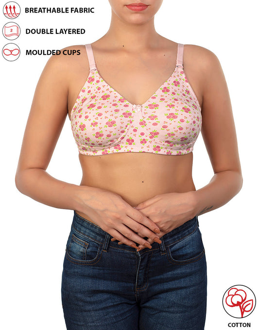Baumwoll-BH, doppellagig, ohne Bügel, bedruckt – Baby-Rose-Print