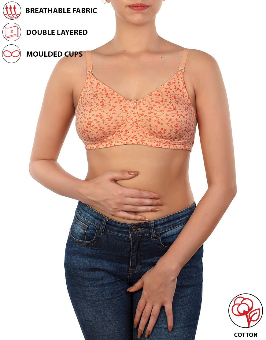 Baumwoll-BH, doppellagig, ohne Bügel, bedruckt – Baby-Rose-Print