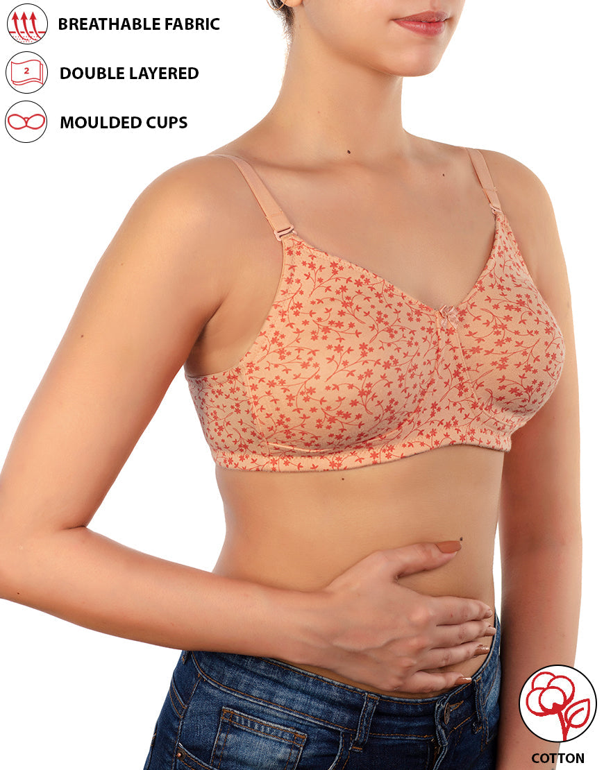 Baumwoll-BH, doppellagig, ohne Bügel, bedruckt – Baby-Rose-Print