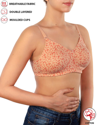 Baumwoll-BH, doppellagig, ohne Bügel, bedruckt – Baby-Rose-Print