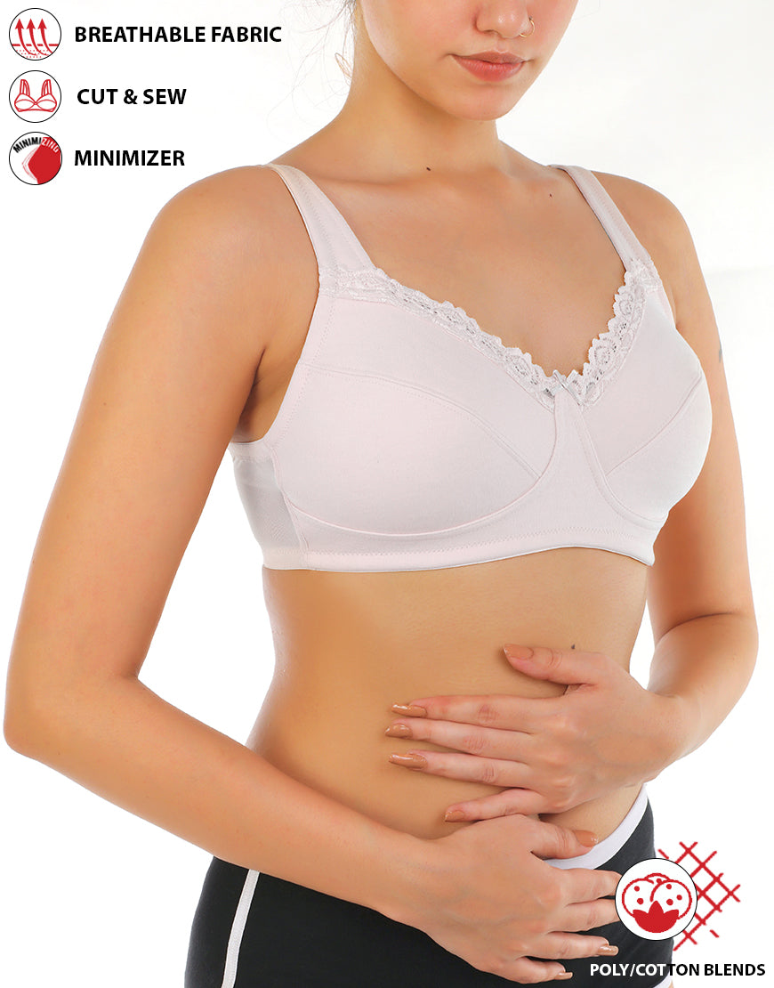 BH mit voller Abdeckung, super Unterstützung, Cut & Sew Cups, Minimizer – Weiß