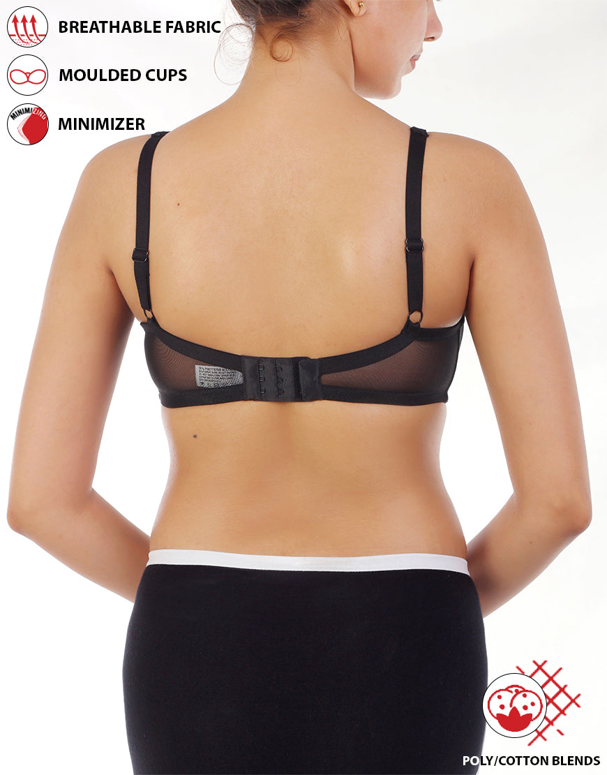 BH mit voller Abdeckung, super Unterstützung, nahtlos geformte Cups, Minimizer – Schwarz
