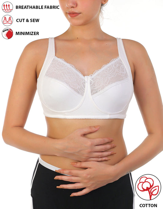 Baumwoll-BH, doppellagig, Sag Lift Minimizer – Weiß