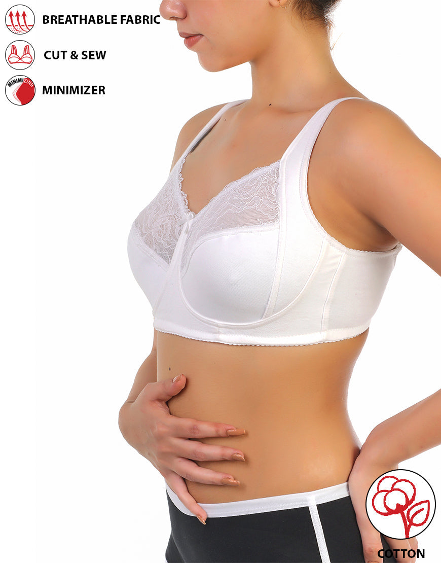 Baumwoll-BH, doppellagig, Sag Lift Minimizer – Weiß