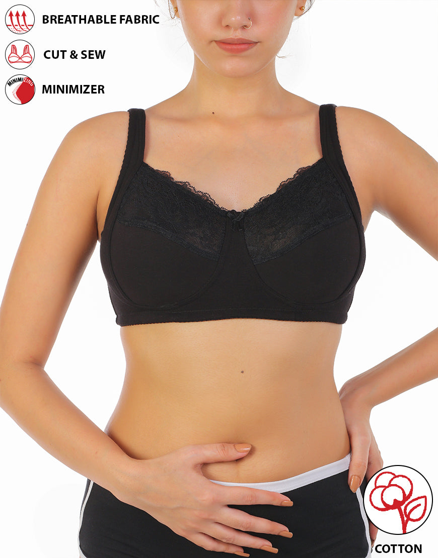 Baumwoll-BH, doppellagig, Sag Lift Minimizer – Schwarz