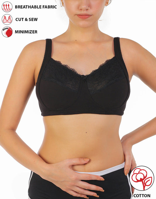 Baumwoll-BH, doppellagig, Sag Lift Minimizer – Schwarz
