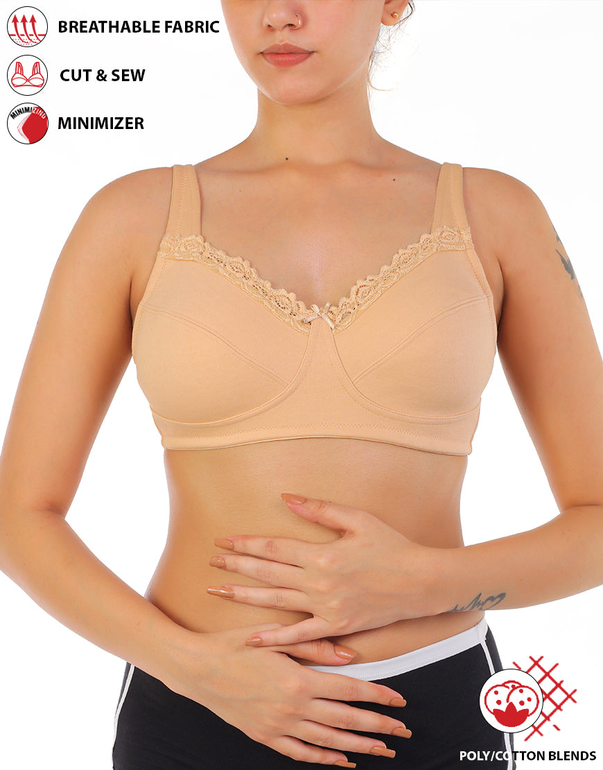 BH mit voller Abdeckung, super Unterstützung, Cut & Sew Cups, Minimizer – Geröstete Mandel