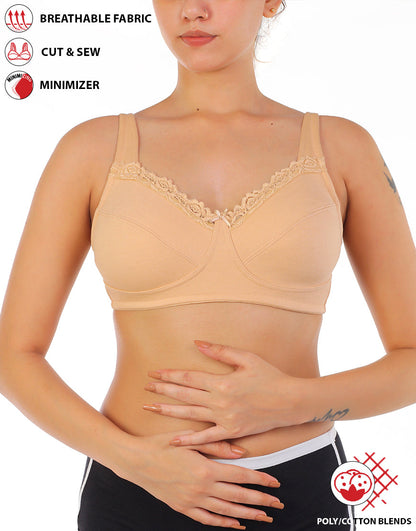 BH mit voller Abdeckung, super Unterstützung, Cut & Sew Cups, Minimizer – Geröstete Mandel