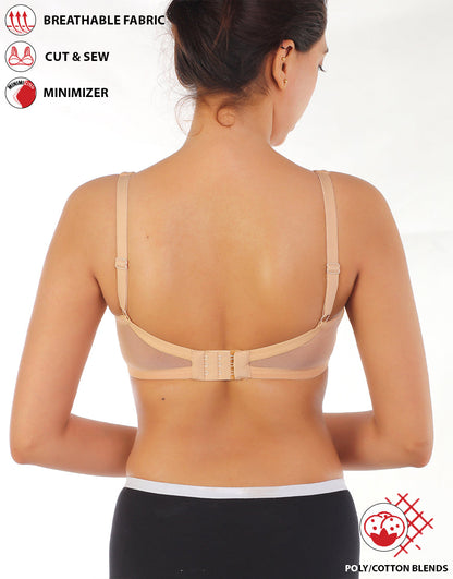 BH mit voller Abdeckung, super Unterstützung, Cut & Sew Cups, Minimizer – Geröstete Mandel