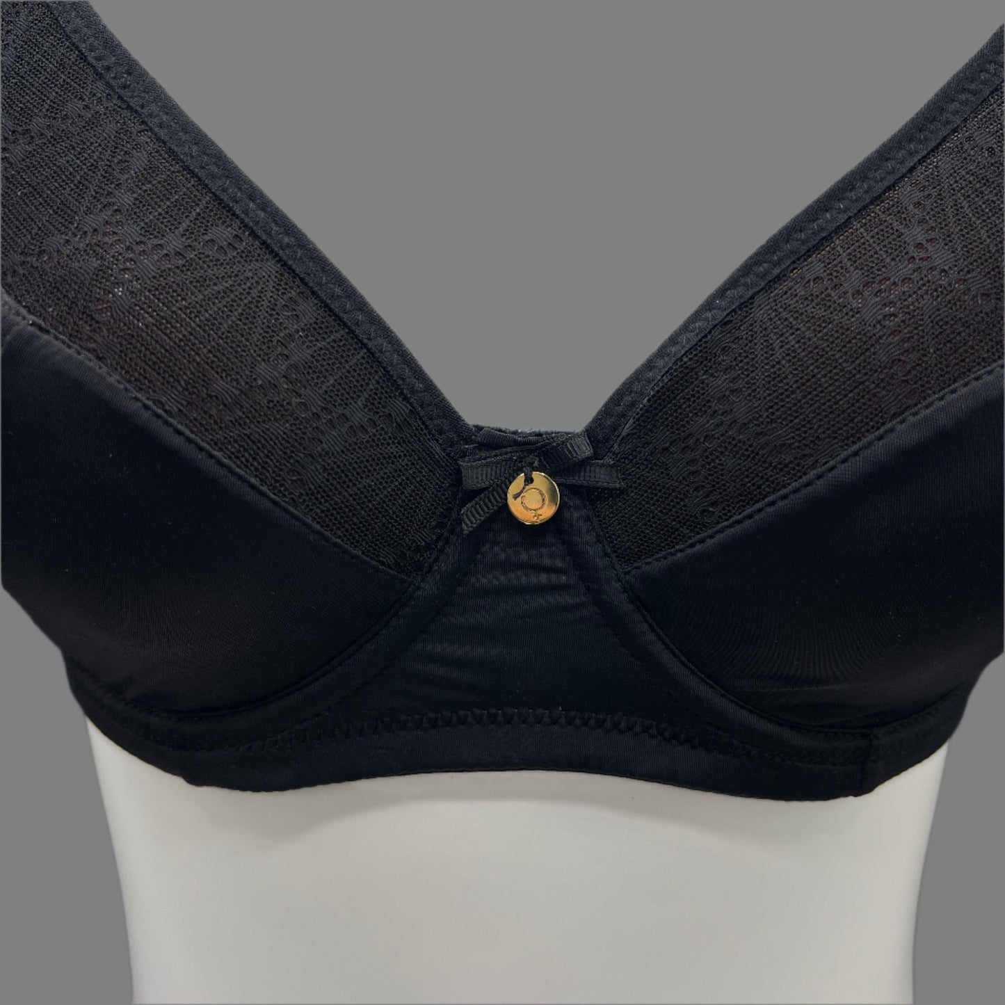 Losha Curvy Doppellagiger Minimizer-Bügel-BH mit Spitzendetail – Schwarz