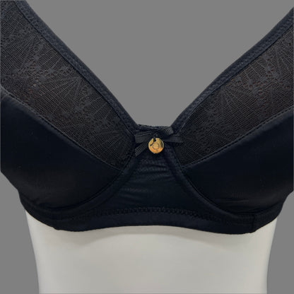 Losha Curvy Doppellagiger Minimizer-Bügel-BH mit Spitzendetail – Schwarz