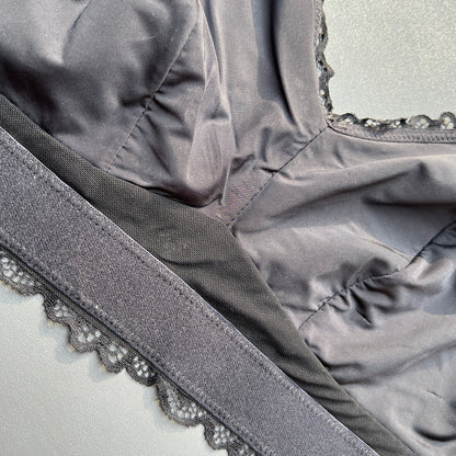 Losha Curvy Doppellagiges Bralette aus durchgehender Spitze – Schwarz