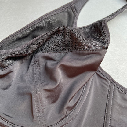 Losha Curvy Doppellagiger Minimizer-Bügel-BH mit Spitzendetail – Schwarz
