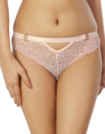 Spitzen-Push-up-BH-Set mit Metallringen – Veilchenrosa