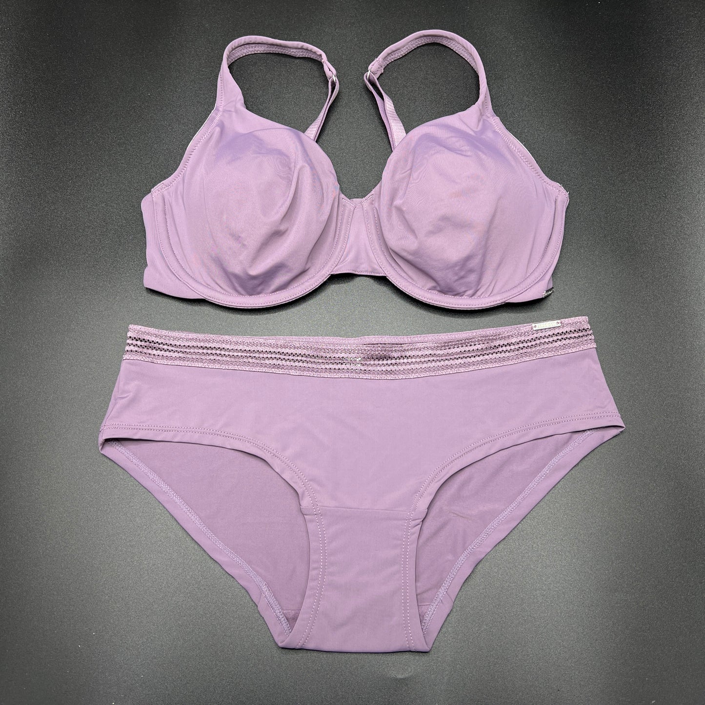Losha Doppellagiger Bügel-BH mit passender Panty – Violettgrau