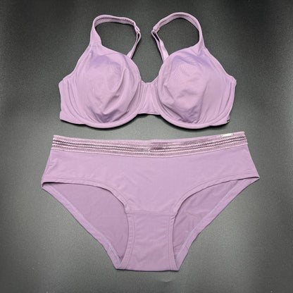 Losha Doppellagiger Bügel-BH mit passender Panty – Violettgrau