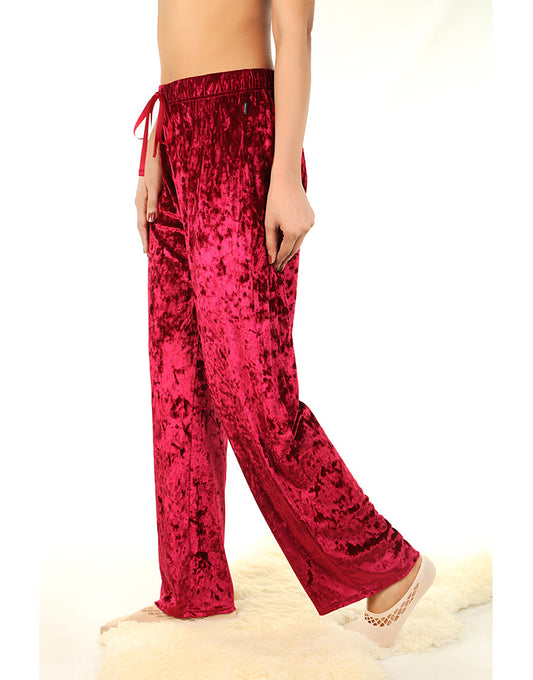 Tahari Plissierte Samt-Hose mit weitem Bein – Burgunderrot